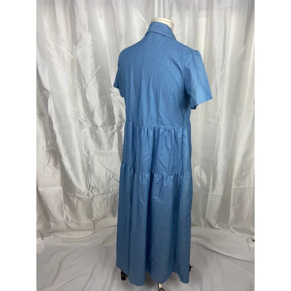 Chambray Tiered Button Down Dress - Picture 2 of 7